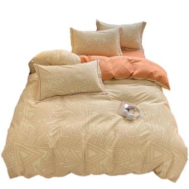 Imagem de THJKUPO Conjunto de cama de quatro peças de algodão outono e inverno lençóis de cama e capas de edredom todo algodão engrossado (220 x 240 cm)