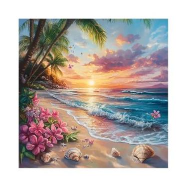 Imagem de Pintura Diamante 5D Paisagem Litorânea Com Broca Quadrada E Redonda Co