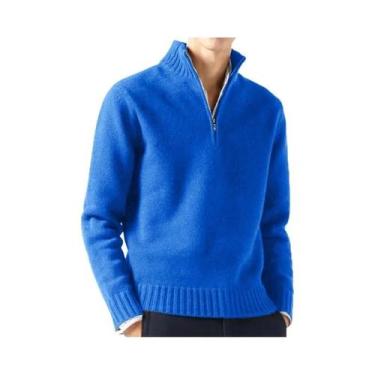 Imagem de Suéter Masculino De Manga Longa Com Gola Alta, Tricô Em Cor Sólida, Ca