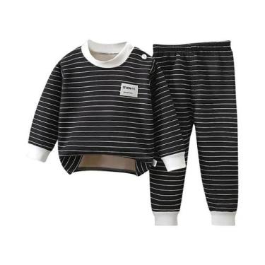 Imagem de Pijamas De Bebê Listrados Com Forro De Fleece Para Meninos E Meninas, 