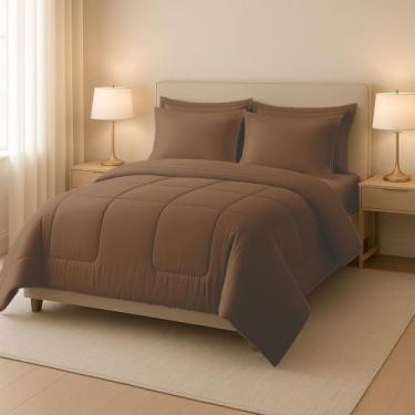 Imagem de Jogo de Cama Casal 6 Peças com Edredom Dupla Face Aconchego Casa Dona,