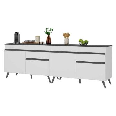 Imagem de Kit Armário De Cozinha Gabinete Pia 120cm Veneza Multimóveis Mp2159 Branco/preto Branco/preto