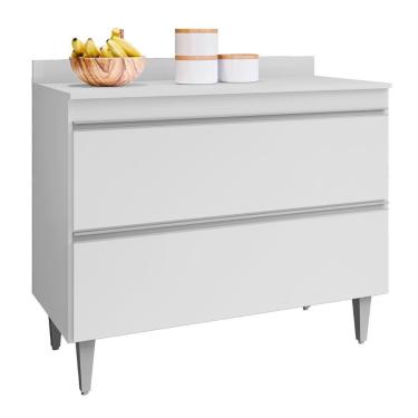 Imagem de Balcão De Cozinha Com Tampo 100cm 2 Portas Julia Z34 Branco - Mpozenato