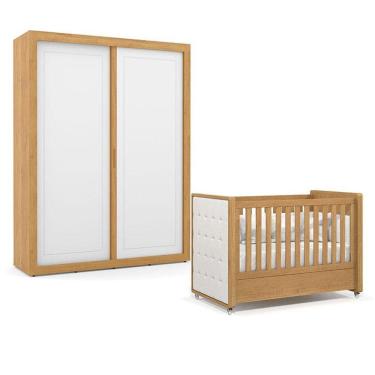 Imagem de Berço Americano Capitonê New Boucle E Guarda Roupa Tutto New 2 Portas Freijó - Matic