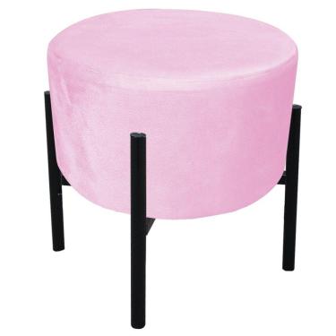Imagem de Puff Iron Suede Rosa Bebê Base Palito D´rossi
