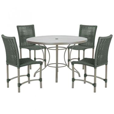 Imagem de Mesa Ascoli 4 Cadeiras Cannes De Alumínio Fendi Trama Verde