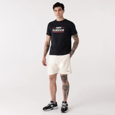 Imagem de Camiseta New Balance Linear Lines - masculino - preto - vermelho e branco-Masculino