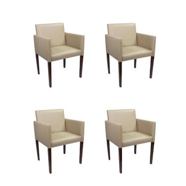 Imagem de Kit 4 Poltronas Nina Executiva Retrô Tecido Sintético Para Sala De Recepção Escritório Bege