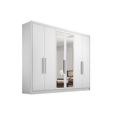 Imagem de Guarda Roupa Casal 6 Portas E 6 Gavetas C/ Espelho Rizon Plus Branco - Novo Horizonte