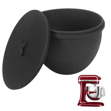 Imagem de Forros de tigela de silicone para batedeiras KitchenAid de 7 litros, inserções de tigela de mistura com tampas, acessórios de reposição para mixer (preto, 1 peça)