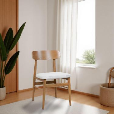 Imagem de Cadeira De Jantar Delta Estrutura Aço Carbono Laminado Natural Com Estofado Linho Cru