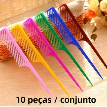 Imagem de Conjunto De Pentes Para Pentear Cabelo Com Ponta Fina 10 Peças, Escova