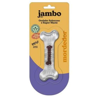 Imagem de Mordedor Osso Silicone Grande Cães Bacon - Jambo Pet