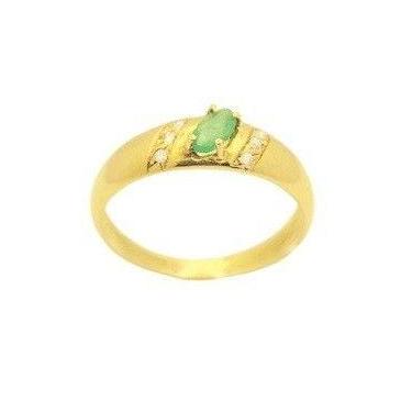 Imagem de Anel em Ouro 18K com Diamante e Esmeralda Oval - Joia Exclusiva - Just