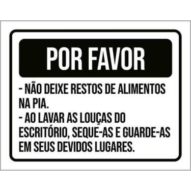 Imagem de Placa Sinalização - Não Deixe Restos Alimentos Pia 27X35 - Sinalizo