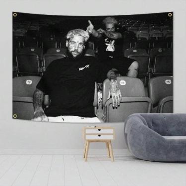 Imagem de Tapeçaria para pendurar na parede, artista tatuado em preto e branco 1