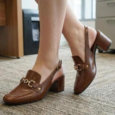 Imagem de Sapato Feminino Mule Loafer Salto Bloco Grosso Confortável - LAZZLU, C