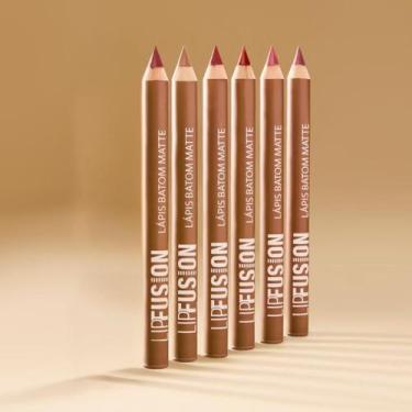 Imagem de kit 6 Lápis Batom Cintilante Matte LipFusion Dia a Dia Mahav