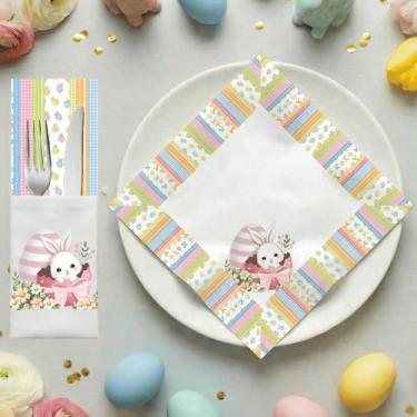 Imagem de Kit Páscoa 24 Peças 12 Porta Talher 12 Guardanapos para Mesa Posta Ele