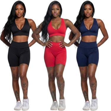 Imagem de KIT 3 Conjunto Bermudinha e Top Com Bojo Vekyo Roupa Para Academia Treino Moda Fitness Musculação-Feminino