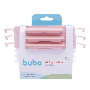 Imagem de Kit 3 Potes Herméticos Buba Com Trava Antivazamento Rosa