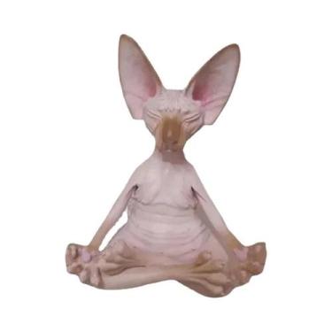 Imagem de Estátua De Gato Feliz Buda Esfinge Para Decoração De Arte Em Meditação
