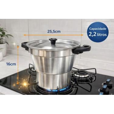 Imagem de Cuscuzeira N16 Alumínio 2,2l COZIMENTO VAPOR - ALUMINIO ALIANÇA