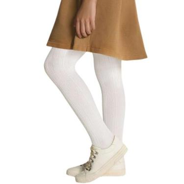 Imagem de Meia Calça Fio 40 Com Textura Infantil Menina Selene, B, Branco