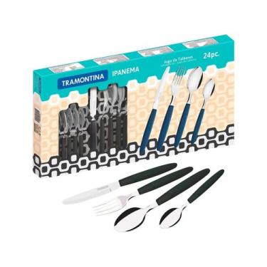 Imagem de Faqueiro 24 Peças Ipanema Tramontina - 23399091, Inox e Preto, 24 Peça