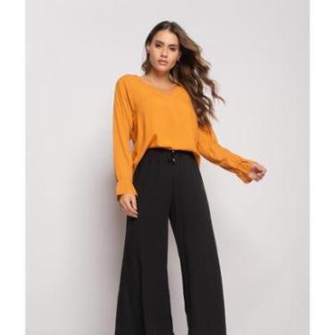 Imagem de Blusa Salvatore Fashion Gola V Manga Babado Viscolinho Feminina-Feminino