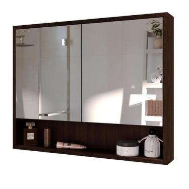 Imagem de Espelheira Eros Armário Aéreo Para Banheiro - Nogal - Emes Móveis