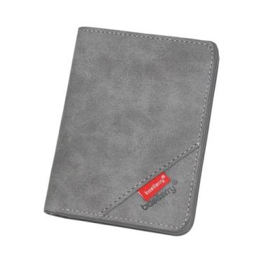 Imagem de Carteira Masculina Slim De Couro PU Com Porta-Cartões, Clip Para Dinhe