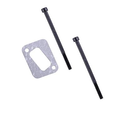 Imagem de Junta de silenciador Baoblaze com 2 parafusos para motosserra Husqvarna 340 345 346XP 350 351 353 Substituições de reposição de reposição