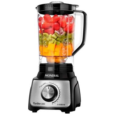 Imagem de Liquidificador Mondial Turbo 3L 12 Vel 1100W Com Filtro L-1100 - 5877-02 Preto-nox 220V