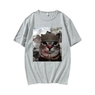 Imagem de Camiseta Unissex Oversized De Algodão Com Estampa Engraçada De Gato Me