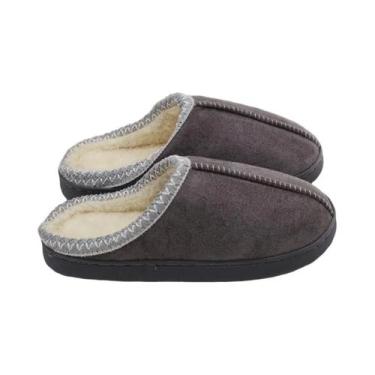 Imagem de Pantufas De Algodão Forradas Com Fleece Para Casais, Solado Grosso Ant