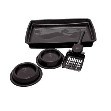 Imagem de Kit Bandeja Sanitária Gatos com Comedouro Bebedouro E Pá Caixa De Arei