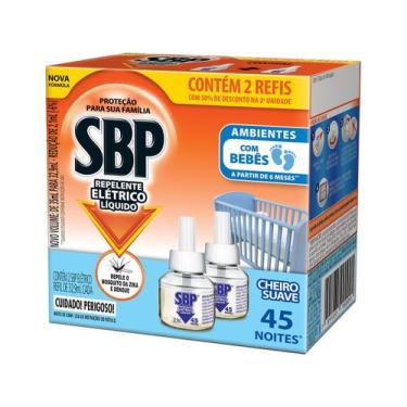 Imagem de Repelente Elétrico Líquido SBP 45 Noites - Cheiro Suave com 2 unidades