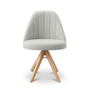 Imagem de Kit de Duas Cadeira Estofada Giratória para Sala de Jantar Base Madeir