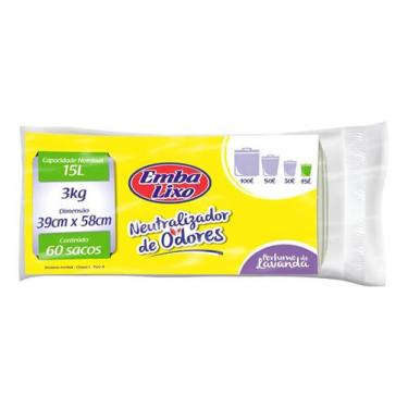 Imagem de Saco De Lixo Neutralizador De Odores Cheiros Branco 15 Litro - Embalix