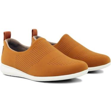 Imagem de Tênis Slip On Usaflex Elastano Leve Baixo Resistente À Água, 35, Marro