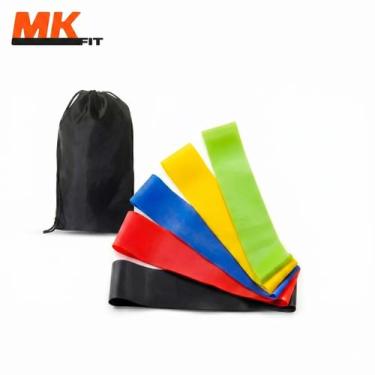 Imagem de Kit 5 Faixa Elastica Treino Para Exercícios Super Mini Band MKFIT