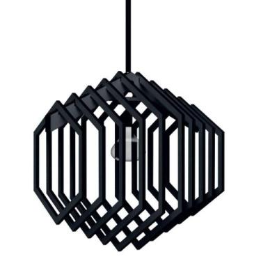 Imagem de Luminária Teto Tipo Pendente Hexagonal Mdf - Completa Cor: Preta - LEN