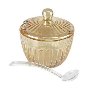 Imagem de Açucareiro de Vidro com Colher Âmbar Perolado 240ml - Wincy