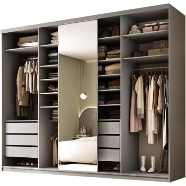 Imagem de Closet Casal 1 Porta de Correr Com Espelho 6 Gavetas 277cm MDF Sonni R