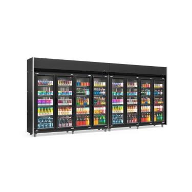 Imagem de Expositor 8 Portas All Black Geas8plb 4 Prateleiras Gelopar 220V