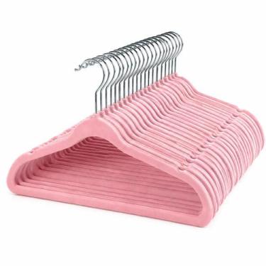 Imagem de Kit 50 Cabide Infantil Rister Baby Veludo Antideslizante Ultra Fino Mo