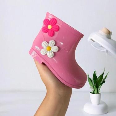 Imagem de Galocha infantil Feminina Botinha De Chuva Com Flores linda Leve e Con