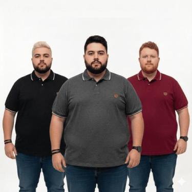 Imagem de Kit 2 Camisas Polo Plus Size G1 G2 G3 Masculina Premium - Conforto - -