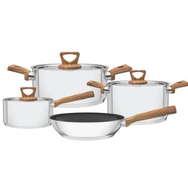 Imagem de Jogo 4 Panelas Tramontina Brava Antiaderente Aço Inox Fundo Triplo Cab